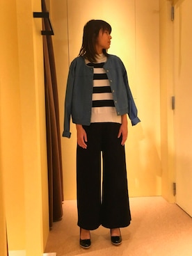 「HVC（エイチブイシー）のアイテム（パンツ）」を使った、HVC市原店さん（レディース・158cm）の春コーディネート
