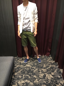 「HVC（エイチブイシー）のアイテム（パンツ）」を使った、HVC市原店さん（メンズ・173cm）の夏コーディネート