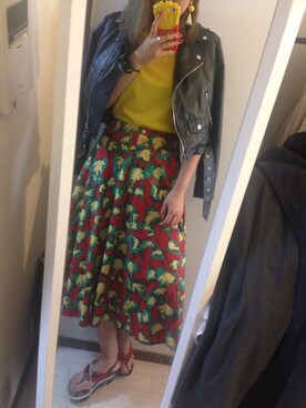 「KENZO」｜「アイテム（ライダースジャケット）」を使った、eriko_yoshidaさん（レディース・166cm）の春コーディネート