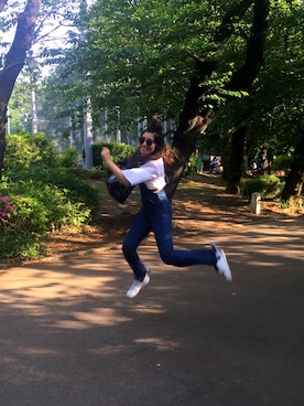 「70's」｜「アイテム（オールインワン・サロペット）」を使った、eriko_yoshidaさん（レディース・166cm）の夏コーディネート