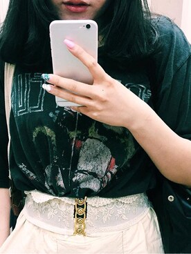 「GALLERIE（ギャレリー）のアイテム（Tシャツ/カットソー）」を使った、eriko_yoshidaさん（レディース・166cm）の夏コーディネート