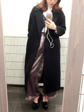 「ガウンコート」｜「アイテム（ステンカラーコート）」を使った、Chiho♡さん（レディース・163cm）の冬コーディネート