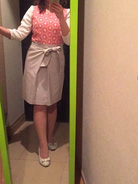 「QUEENS COURT（クイーンズコート）のアイテム（ワンピース、オレンジ系）」を使った、purumuさん（レディース・150cm）の春コーディネート
