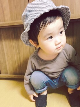 「BNT（ビーエヌティー　　）のアイテム（帽子）」を使った、natukiさん（キッズ・90cm）の夏コーディネート