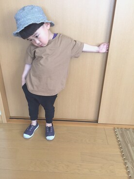 「BNT（ビーエヌティー　　）のアイテム（帽子）」を使った、natukiさん（キッズ・90cm）の春コーディネート