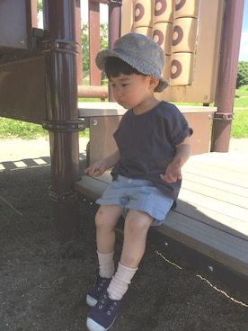 「BNT（ビーエヌティー　　）のアイテム（帽子）」を使った、natukiさん（キッズ・90cm）の夏コーディネート