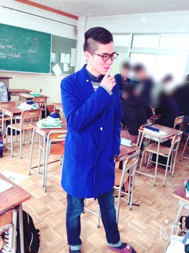 「アイテム（ステンカラーコート）」を使った、Riki Kumaiさん（メンズ・174cm・10代）の春コーディネート
