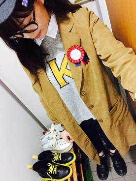 「ロゴニット」｜「アイテム（その他シューズ）」を使った、KYON＊さん（レディース・160cm）の秋コーディネート