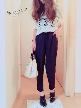「MERCURYDUO（マーキュリーデュオ）のアイテム（モカシン/デッキシューズ）」を使った、yukinaさん（レディース・158cm）の夏コーディネート