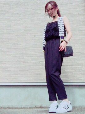 「ANAP（アナップ）のアイテム（つなぎ/オールインワン）」を使った、yukinaさん（レディース・158cm）の夏コーディネート