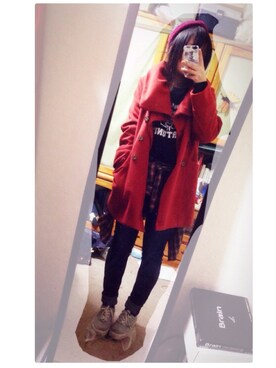 「アイテム（ダッフルコート、オレンジ系）」を使った、meshikuzu🇯🇵さん（レディース・152cm）の冬コーディネート