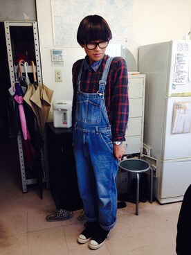 「アイテム（つなぎ/オールインワン）」を使った、Uさん（メンズ・174cm）の春コーディネート