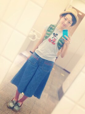 「ショート丈トップス」｜「アイテム（モカシン/デッキシューズ）」を使った、ayamiiiiさん（レディース・159cm）の夏コーディネート