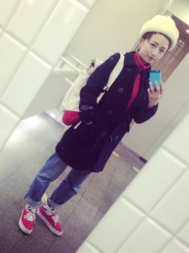 「BEAMS BOY（ビームスボーイ）のアイテム（ダッフルコート）」を使った、ayamiiiiさん（レディース・159cm）の冬コーディネート