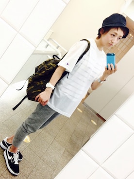「BEAMS BOY（ビームスボーイ）のアイテム（ハット）」を使った、ayamiiiiさん（レディース・159cm）の夏コーディネート