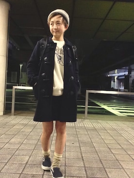 「BEAMS BOY（ビームスボーイ）のアイテム（ダッフルコート）」を使った、ayamiiiiさん（レディース・159cm）の秋コーディネート
