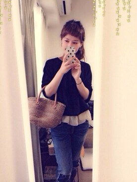 「JohnUNDERCOVER（ジョンアンダーカバー）のアイテム（パンツ）」を使った、Cy さん（レディース・157cm）の夏コーディネート