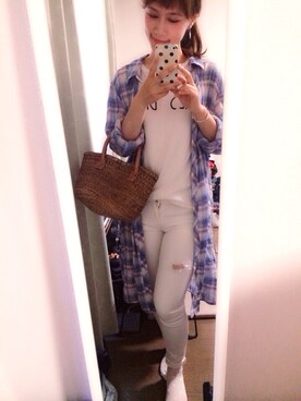 「RAY CASSIN（レイカズン）のアイテム（シャツ/ブラウス、その他）」を使った、Cy さん（レディース・157cm）の夏コーディネート