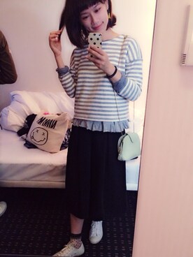 「FOREVER 21（フォーエバー トゥエンティーワン）のアイテム（トップス、グレー系）」を使った、Cy さん（レディース・157cm）の秋コーディネート