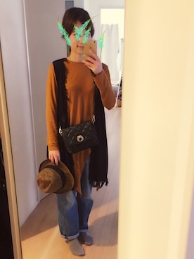 「MANGO（マンゴ）のアイテム（バッグ、ブラック系）」を使った、Cy さん（レディース・157cm）の秋コーディネート
