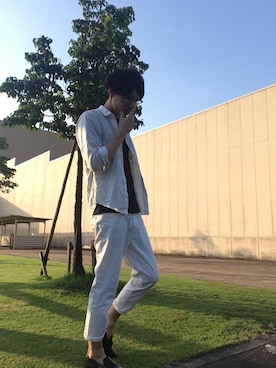 「SHIPS（シップス）のアイテム（その他シューズ）」を使った、shin.pesさん（メンズ・177cm）の夏コーディネート