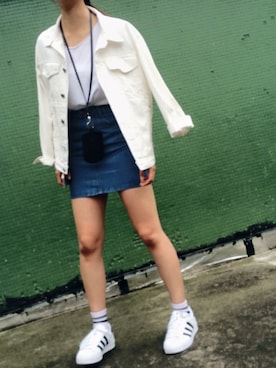 「skirt」｜「アイテム（デニムジャケット）」を使った、Abbieさん（レディース・164cm）の春コーディネート