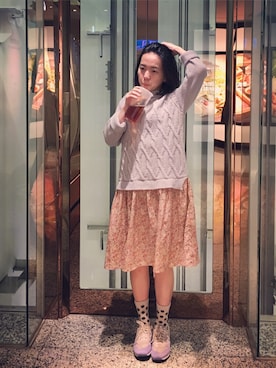 「Afternoon Tea（アフタヌーンティー）のアイテム（ワンピース、その他）」を使った、sosoraraさん（レディース・156cm）の冬コーディネート