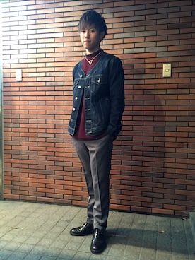 「Cuirs（キュイー）のアイテム（パンツ）」を使った、Cuirs（キュイー）専属モデルさん（メンズ・168cm）の春コーディネート