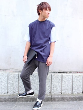 「Cuirs（キュイー）のアイテム（パンツ）」を使った、Cuirs（キュイー）専属モデルさん（メンズ・168cm）の春コーディネート