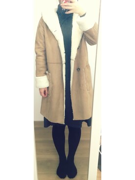 「ROPE' PICNIC（ロペピクニック）のアイテム（ムートンコート）」を使った、りぼんさん（レディース・164cm）の冬コーディネート