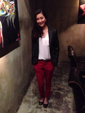 「red and white」｜Peggyさん（レディース・165cm）の秋コーディネート