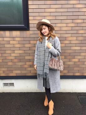 「チドリ柄」｜「アイテム（アクセサリー）」を使った、민은혜さん（レディース・168cm）の秋コーディネート