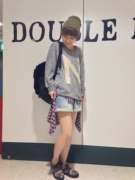 「DOUBLE NAME（ダブルネーム）のアイテム（チュニック）」を使った、くろゆんさん（レディース・163cm）の秋コーディネート