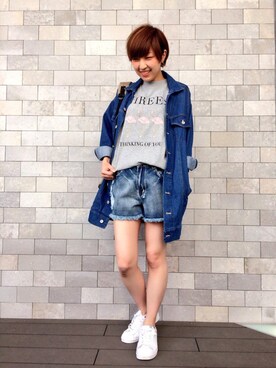「レイカズン(Ray Cassin)」｜「アイテム（デニムジャケット）」を使った、くろゆんさん（レディース・163cm）の春コーディネート