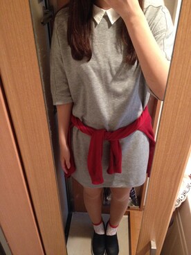 「GLOBAL WORK（グローバルワーク）のアイテム（ワンピース、グレー系）」を使った、mnさん（レディース・163cm）の春コーディネート
