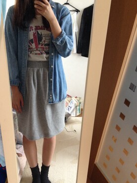 「アイテム（デニムジャケット、ブルー系）」を使った、mnさん（レディース・163cm）の夏コーディネート
