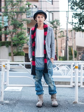「glamb（グラム）のアイテム（サロペット/オーバーオール）」を使った、YUKOさん（メンズ・178cm）の秋コーディネート