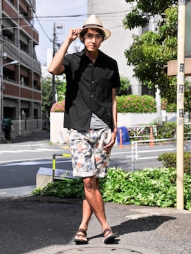 「glamb（グラム）のアイテム（帽子）」を使った、YUKOさん（メンズ・178cm）の春コーディネート
