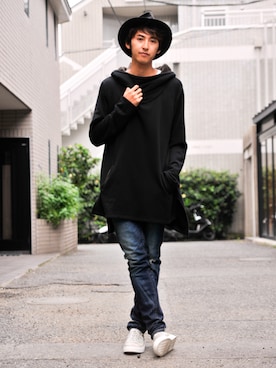 「glamb（グラム）のアイテム（帽子）」を使った、YUKOさん（メンズ・178cm）の夏コーディネート