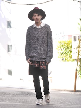 「glamb（グラム）のアイテム（帽子）」を使った、YUKOさん（メンズ・178cm）の秋コーディネート