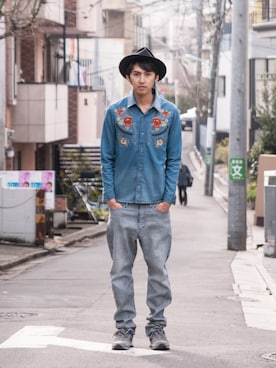 「glamb（グラム）のアイテム（パンツ）」を使った、YUKOさん（メンズ・178cm）の春コーディネート