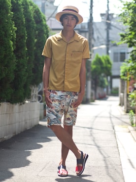 「glamb（グラム）のアイテム（帽子）」を使った、YUKOさん（メンズ・178cm）の夏コーディネート