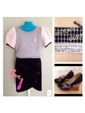 「Onitsuka Tiger（オニツカタイガー）のボアパフスリーブスウェットtops（Tシャツ/カットソー、グレー系）」を使った、maaakimaaakiさん（レディース・152cm）の秋コーディネート