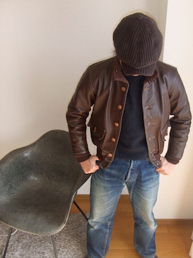 「EVISU（エヴィス）のアイテム（その他アウター）」を使った、Kazmaさん（メンズ・169cm）の冬コーディネート