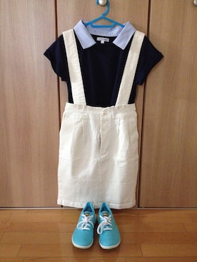 「OLIVE des OLIVE（オリーブデオリーブ）のアイテム（サロペット/オーバーオール）」を使った、akariさん（レディース・149cm）の夏コーディネート