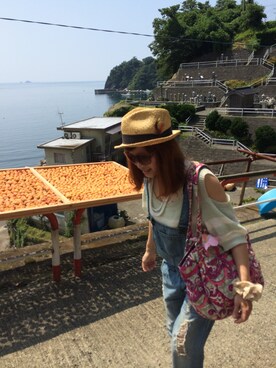 「OZOC（オゾック）のアイテム（サロペット/オーバーオール）」を使った、東 真実さん（レディース・149cm）の夏コーディネート