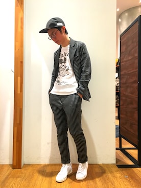 「SEVENDAYS=SUNDAY（セブンデイズサンデイ）のアイテム（帽子）」を使った、zakikameさん（メンズ・170cm）の冬コーディネート