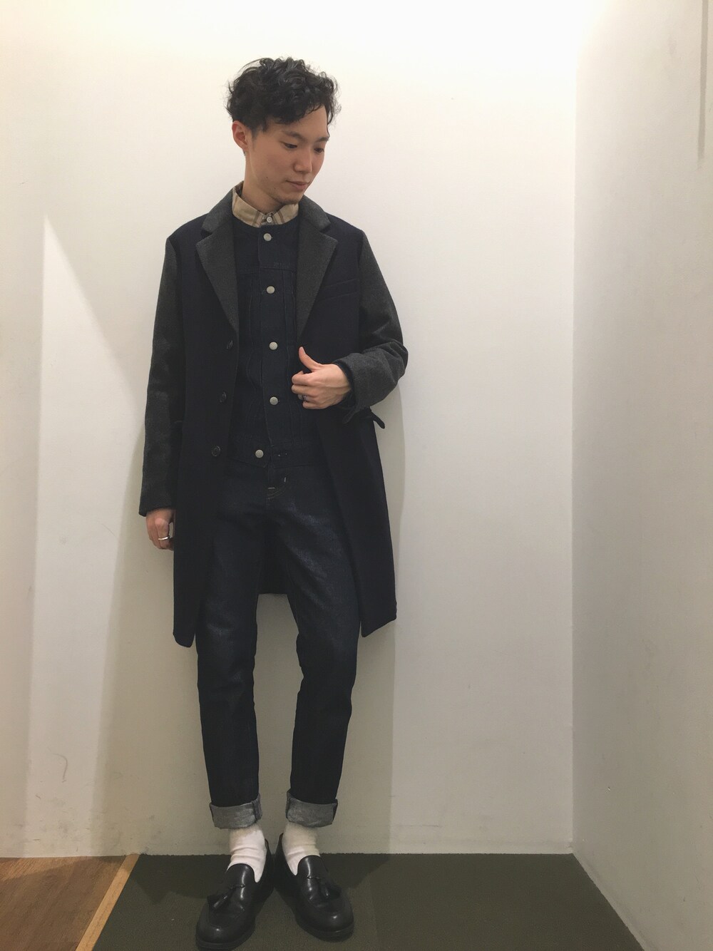 極美品】ハリスツイード チェスターコート 切替 M ブラウン 