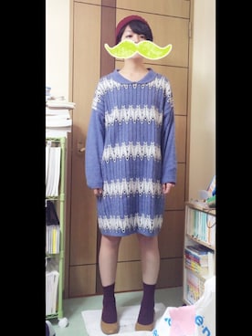 「青ワンピース」｜fusaさん（レディース・162cm）の冬コーディネート