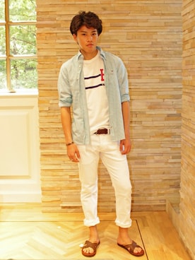 「TOMMY HILFIGER（トミーヒルフィガー）のアイテム（Tシャツ/カットソー）」を使った、RYUさん（メンズ・173cm）の春コーディネート